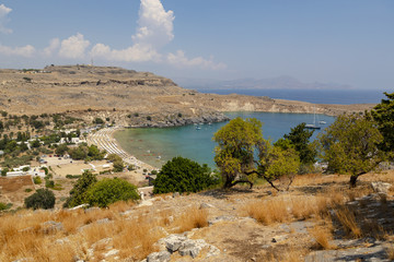 Saint Paul's Bay In Lindos On The Island Of Rhodes