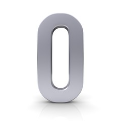 0 number zero null 3d silver sign isolated