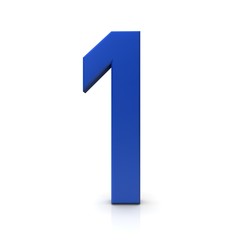 1 one number 3d blue first numeral sign isolated