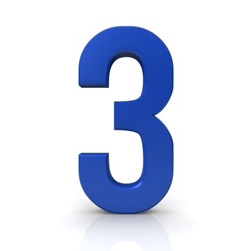 3 three number 3d blue third numeral sign isolated