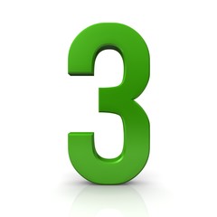 3 three number sign symbol icon 3d green isolated third render graphic
