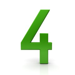 Fototapeta premium 4 four number sign symbol icon 3d green isolated fourth render graphic