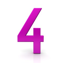 number 4 four fourth 3d pink rendering isolated