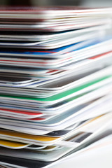 Close-up shot of stack of credit cards