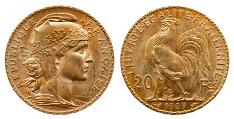 Frankreich 20 Francs 1909 Gold