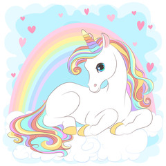White Unicorn with rainbow hair © SveslaTasla