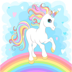 White Unicorn with rainbow hair