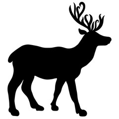 Slender young deer with beautiful horns, silhouette