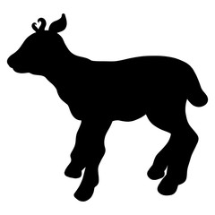 Standing small deer with horns in the form of a heart