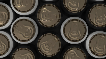 Big black and white soda cans on white background