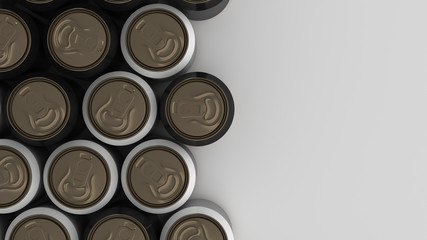 Big black and white soda cans on white background