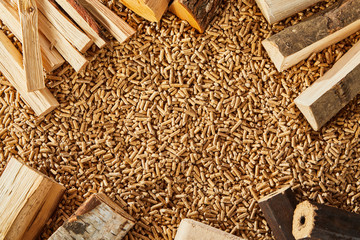 Background made up of logs sitting on top of pegs