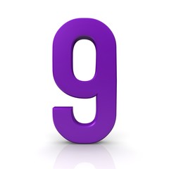 number 9 nine 3d purple