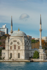 Fototapeta na wymiar Dolmabahce Mosque (Aka Bezmi Alem Valide Sultan Mosque) in Istanbul Turkey