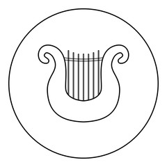 Harp icon black color in round circle