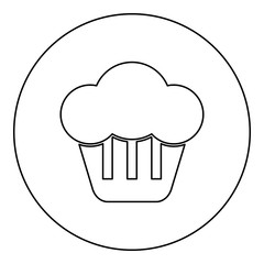 Cupcake icon black color in round circle