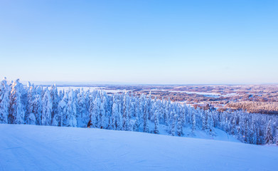 Heavy snow winter landscape from Sotkamo, Finland.