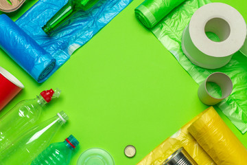 waste materials paper, plastic, polyethylene