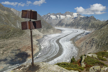 Aletschgletscher aus der Sicht von Moosfluh, Wallis, Schweiz