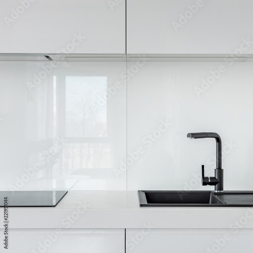 White Kitchen With Black Sink Stock Photo And Royalty Free Images White Kitchen With Black Sink