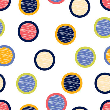 Seamless pattern, polka dot fabric, wallpaper, vector.