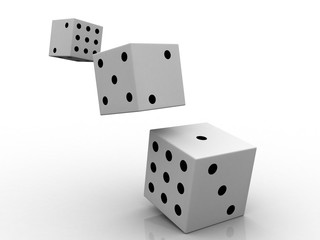 3d illustration white game dices
