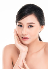 Obraz na płótnie Canvas Beautiful Young Asian Woman with Clean Fresh Skin