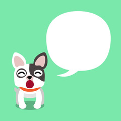 Cartoon character a french bulldog and white speech bubble for design.