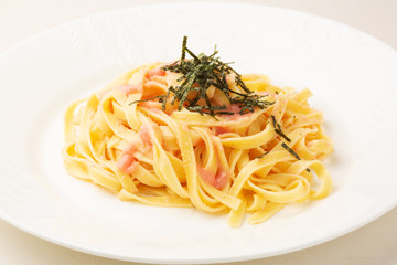 明太子クリームソースのフェットゥチーネ