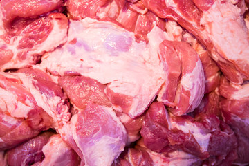 Raw pork at market for background. Fresh meat for cooking. ,meat delicacies.,pork on the market.,Crushed pork, raw crushed meat .Pork grinds raw food