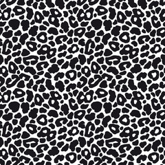 Black and white leopard seamless pattern. Animal skin design, vector illustration background.