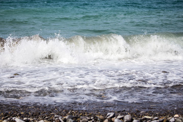 Fototapeta premium blue waves on the beach