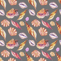 Shells on the bottom of the sea. pattern, watercolor - 221964010