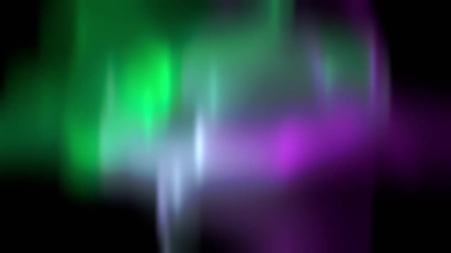 Aurora Computer Graphic rendered on Black background, Purple blue and green aurora