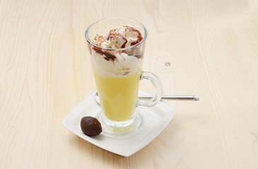 Italian cream hot drink - Bombardino. Europe.