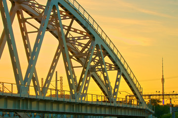 Steel bridge construction.