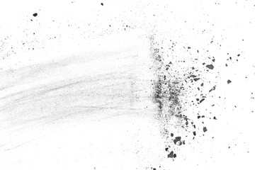 Charcoal dust texture isolated on white background