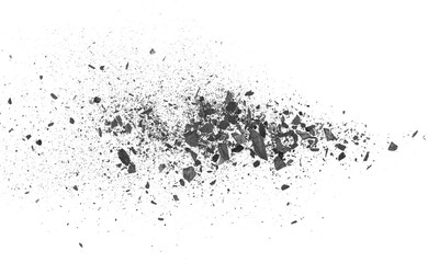 Charcoal dust texture isolated on white background