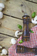 Obraz na płótnie Canvas composition with mushrooms and basil, spices