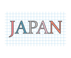 Japan on checkered paper texture- vector illustration