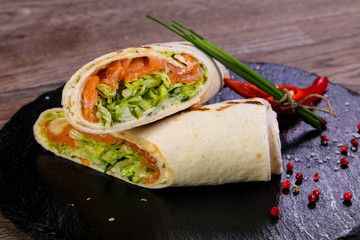 Salmon roll tortilla