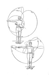 Illustration of exercises with clubs.