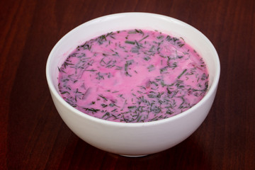 Russian cold Okroshka soup