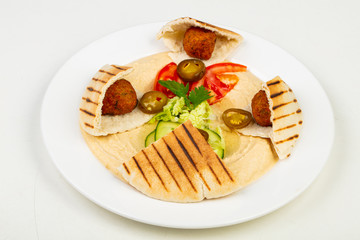 Humus with falafel