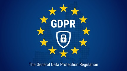 GDPR - General Data Protection Regulation. Flag of European Union. Vector illustration