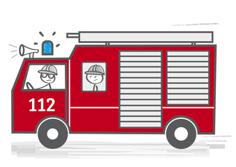 Fototapeta premium Feuerwehrauto - Feuerwehr im Einsatz