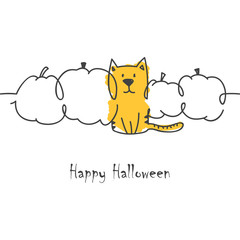 Halloween Cat and Pumpkins