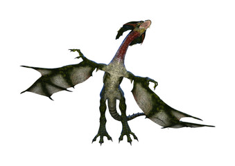 3D Rendering Fantasy Dragon on White