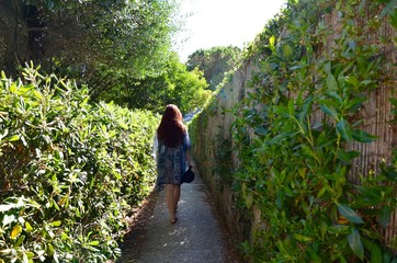 Naklejka na ściany i meble young woman walking in the nature