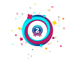Second place award sign icon. Prize for winner symbol. Colorful button with icon. Geometric elements. Vector